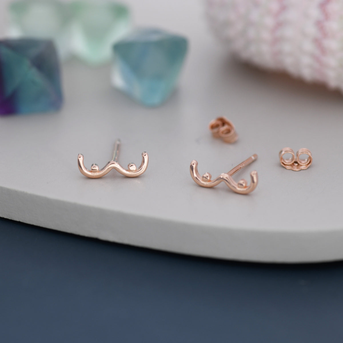 Sterling Silver Boob Stud Earrings, Breast Earrings, Silver, Gold or Rose Gold, Small Earrings, Feminist Jewellery