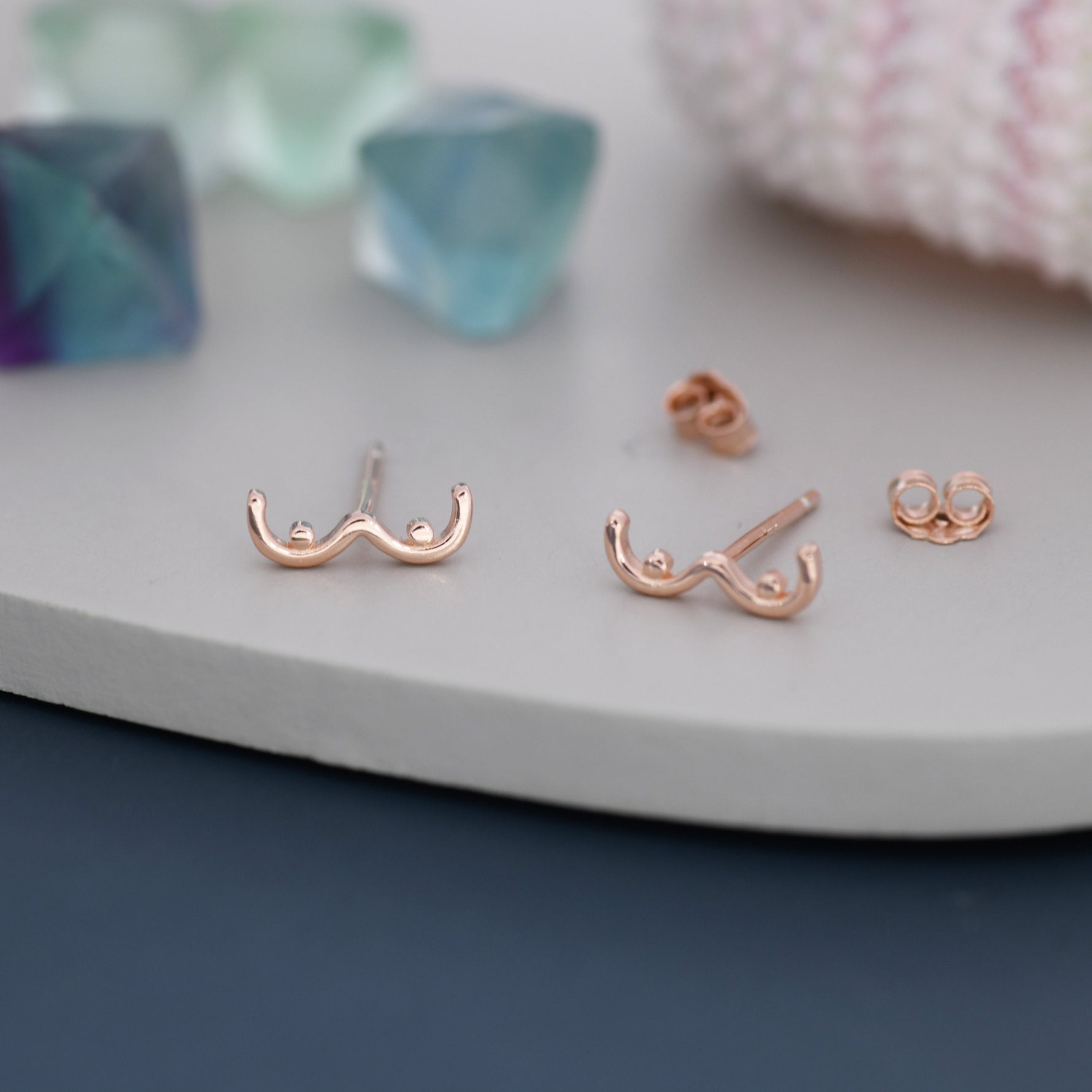 Sterling Silver Boob Stud Earrings, Breast Earrings, Silver, Gold or Rose Gold, Small Earrings, Feminist Jewellery