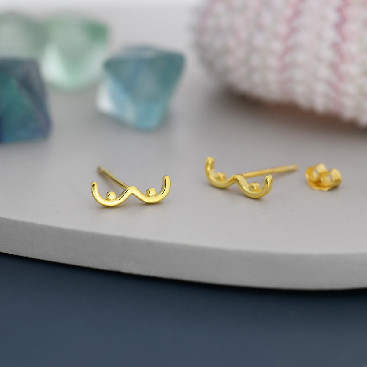 Sterling Silver Boob Stud Earrings, Breast Earrings, Silver, Gold or Rose Gold, Small Earrings, Feminist Jewellery