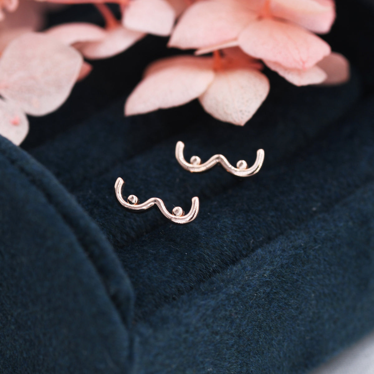Sterling Silver Boob Stud Earrings, Breast Earrings, Silver, Gold or Rose Gold, Small Earrings, Feminist Jewellery