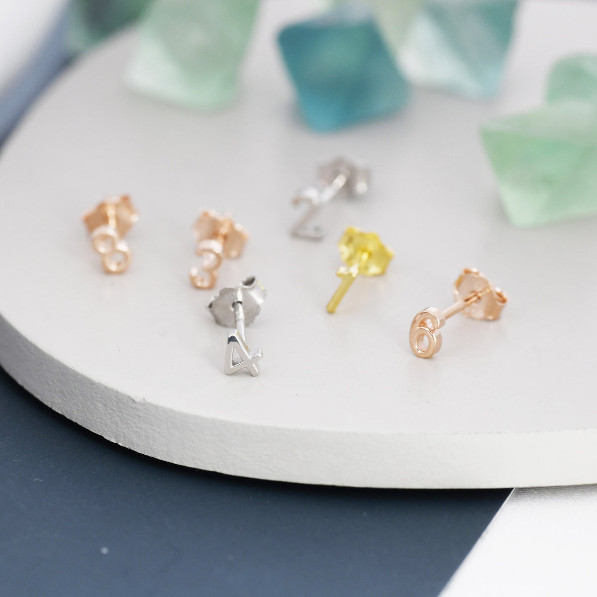 ONE Tiny Number Stud Earring in Sterling Silver, Silver, Rose Gold, Gold, Personalised, Stacking Earrings, Extra Tiny