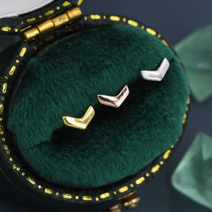 Sterling Silver Extra Tiny Chevron Stud Earrings, Silver, Gold or Rose Gold, Small Triangle Earrings, Arrow Earrings, Stacking Earrings,