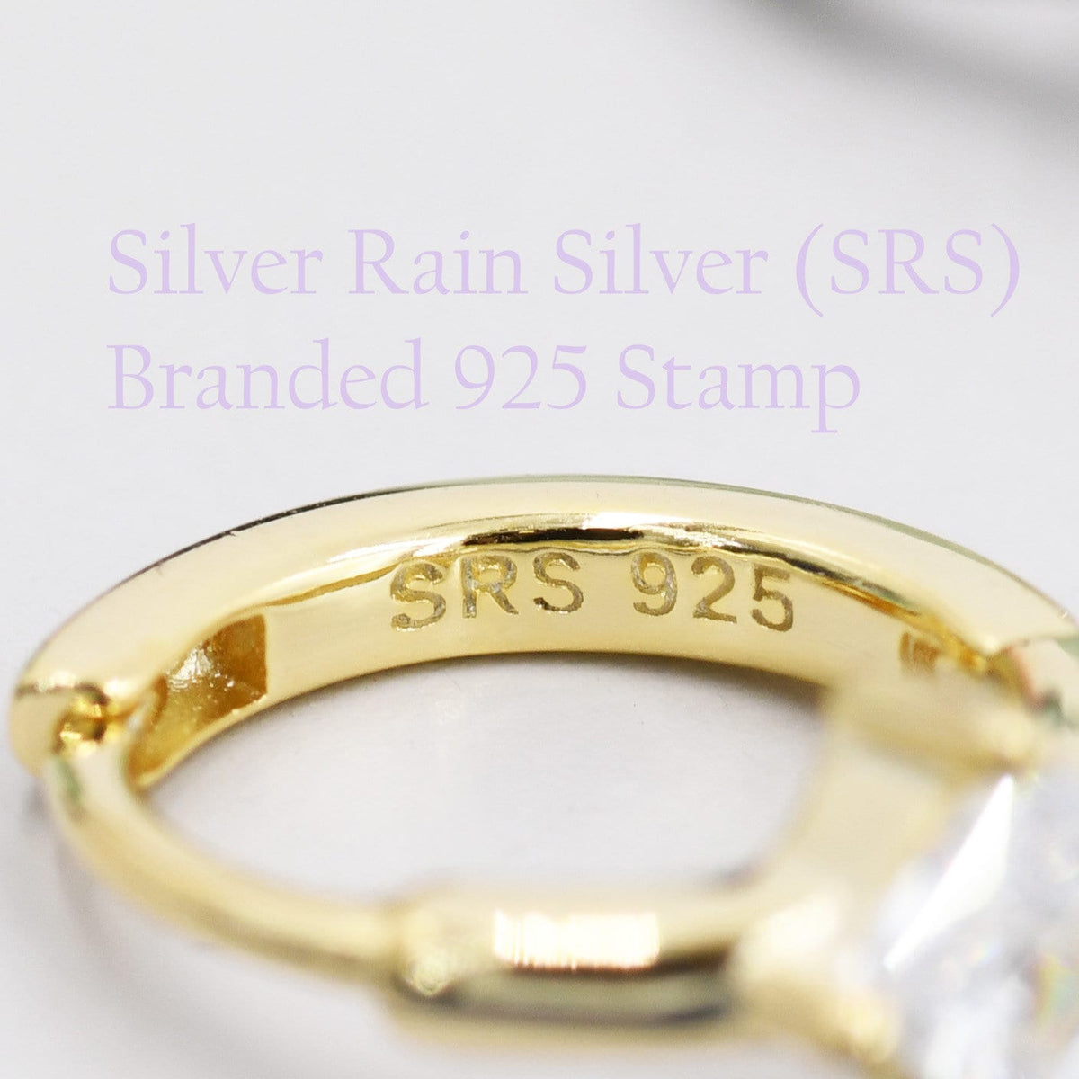 Single CZ Crystal Huggie Hoop in Sterling Silver, Silver or Gold, Minimalist Simple Hoop Earrings
