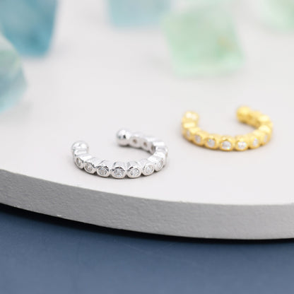 CZ Crystal Dotted Ear Cuff in Sterling Silver, Silver or Gold, Simple Piercing Free Earrings, Minimalist Ear Cuff, CZ Ear Cuff