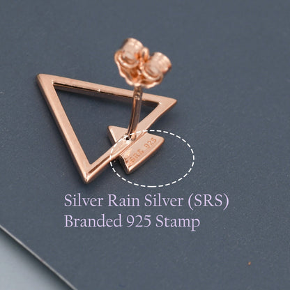 Sterling Silver Double Triangle Arrow Arrowhead Geometric Minimalist Stud Earrings, Silver, Gold or Rose Gold, Simple and Elegant Jewellery