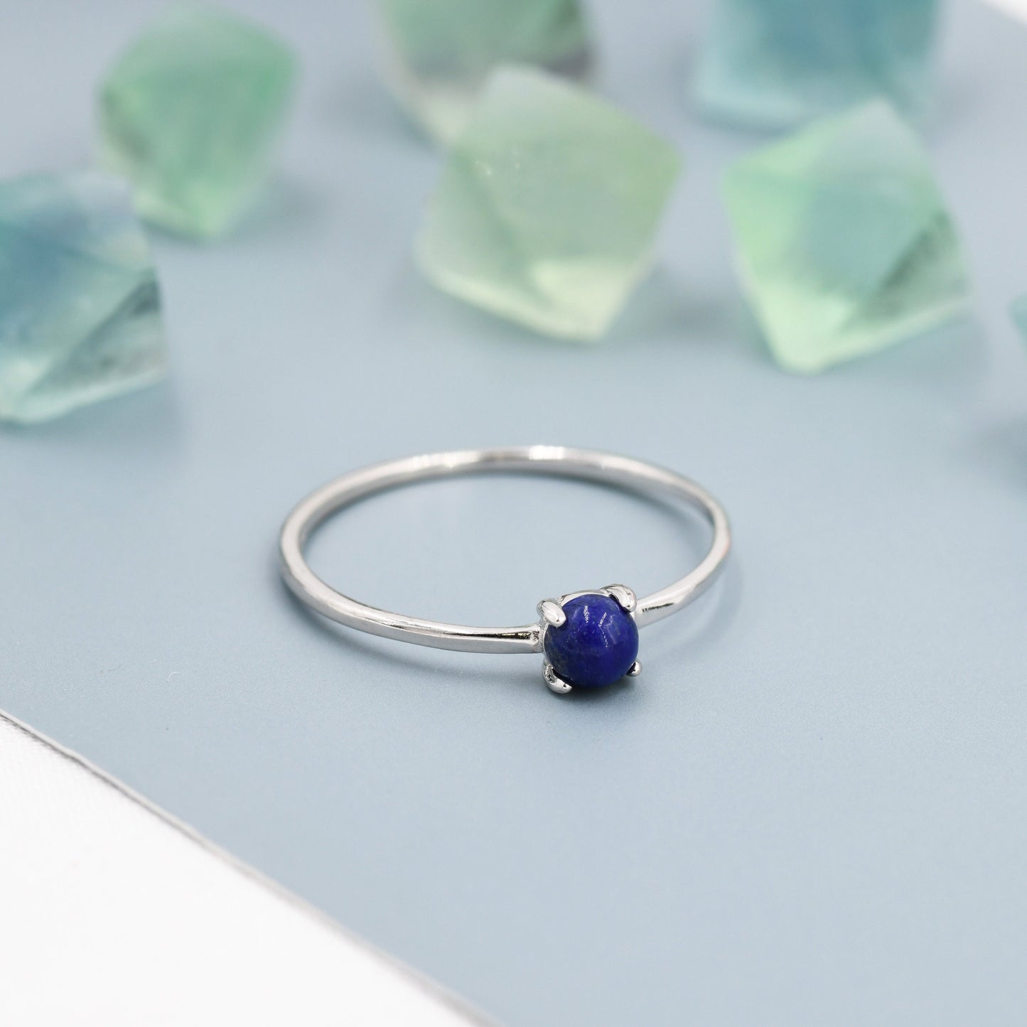 Lapis Lazuli Ring in Sterling Silver, US 5 - 8, Natural Lapis Lazuli Ring, Simple Gemstone Ring, Semi-Precious, Genuine Stone