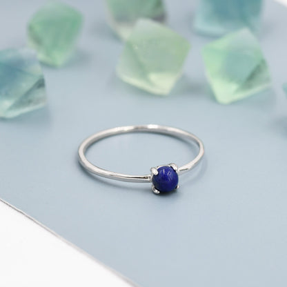 Lapis Lazuli Ring in Sterling Silver, US 5 - 8, Natural Lapis Lazuli Ring, Simple Gemstone Ring, Semi-Precious, Genuine Stone