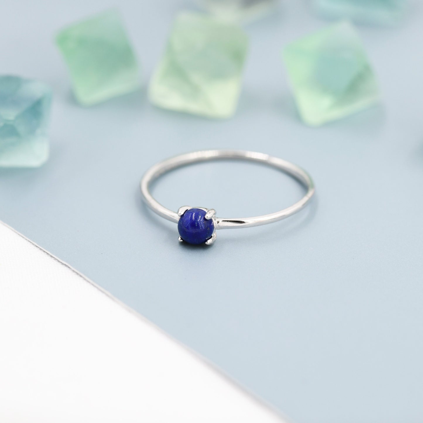 Lapis Lazuli Ring in Sterling Silver, US 5 - 8, Natural Lapis Lazuli Ring, Simple Gemstone Ring, Semi-Precious, Genuine Stone