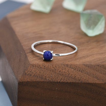 Lapis Lazuli Ring in Sterling Silver, US 5 - 8, Natural Lapis Lazuli Ring, Simple Gemstone Ring, Semi-Precious, Genuine Stone