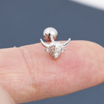 Extra Tiny Highland Cow Barbell Earrings in Sterling Silver, Cow Stud, Bull Earrings, Screw-back, Small Cow Stud, Scotland, Scottish