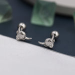 Extra Tiny Highland Cow Barbell Earrings in Sterling Silver, Cow Stud, Bull Earrings, Screw-back, Small Cow Stud, Scotland, Scottish