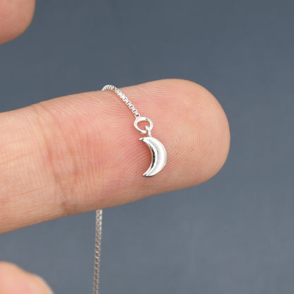 Crescent Moon Threader Earrings in Sterling Silver, Silver or Gold, Moon Ear Threaders, 10cm long threaders, Double Piecing Threaders