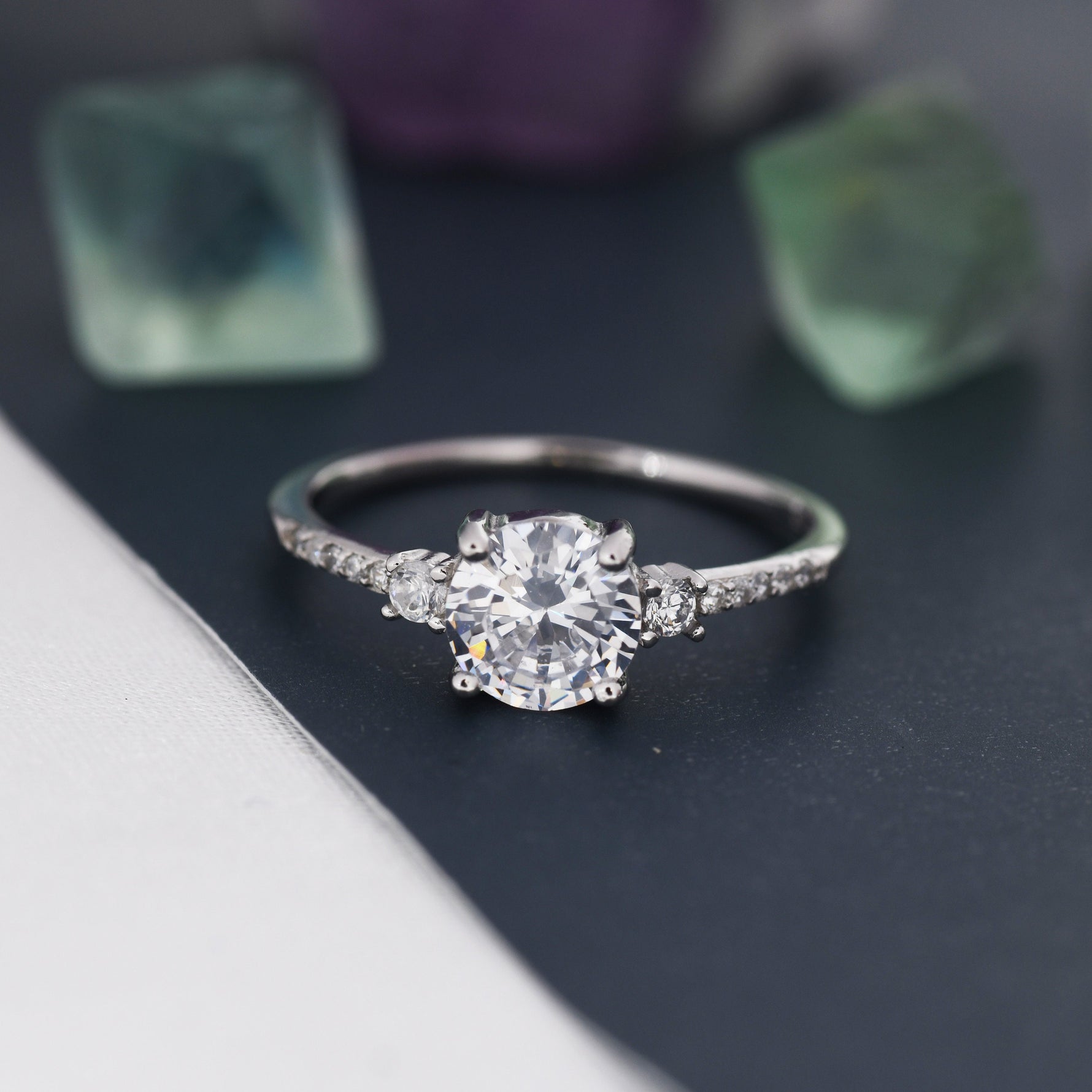 1 Carat Moissanite Ring in Sterling Silver, Silver, Gold or Rose Gold, Diamond Ring,Engagement Ring, US 5 - 8