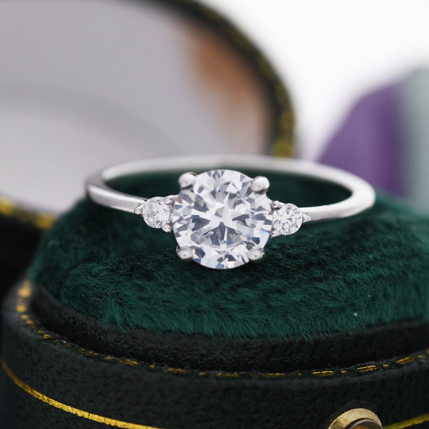 1 Carat CZ Ring in Sterling Silver, Silver, Gold or Rose Gold, Diamond Ring, Vintage Inspired, Engagement Ring, US 5 - 8