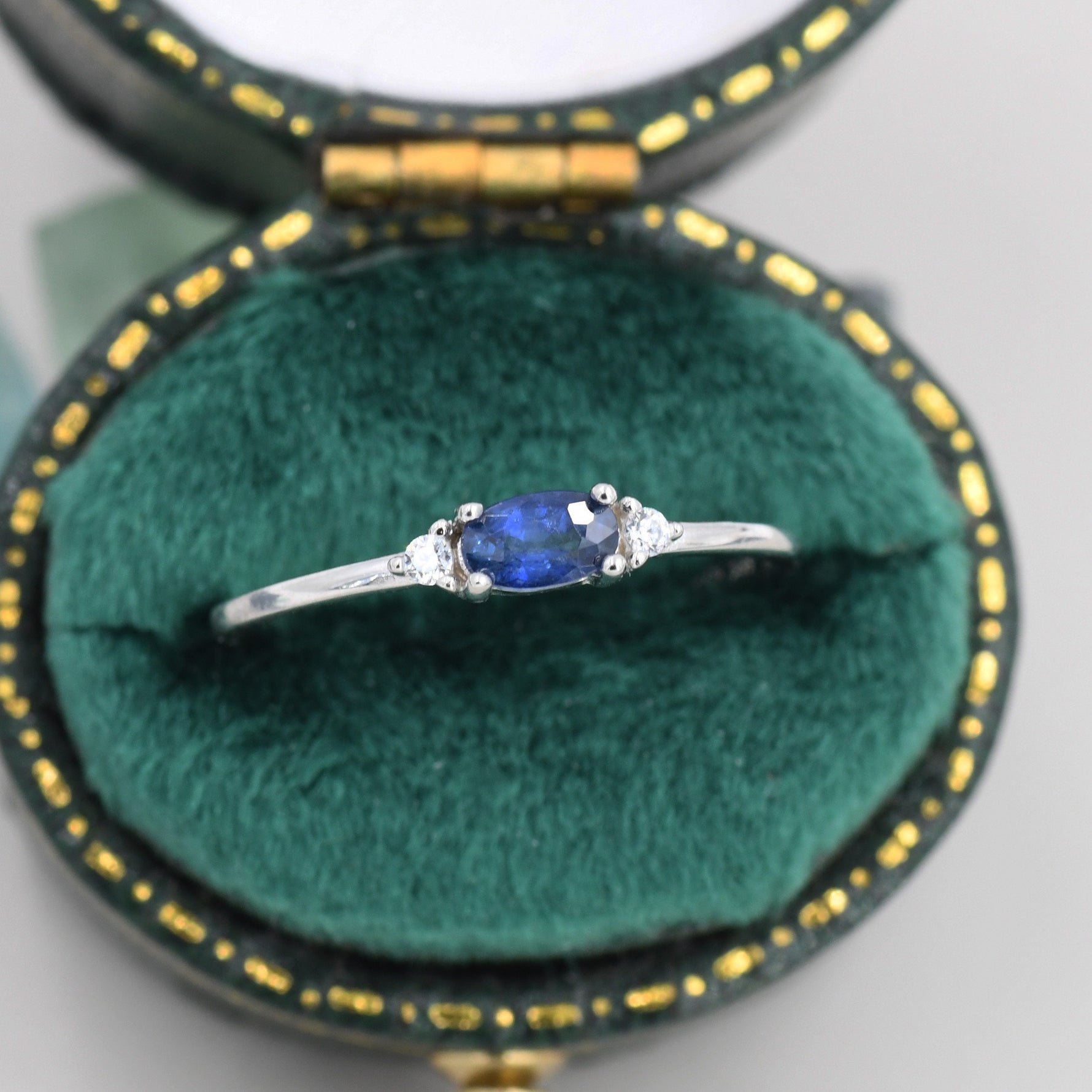 Natural Sapphire Ring in Sterling Silver, Genuine Blue Sapphire Ring, Dainty Gemstone Ring, US 5-8