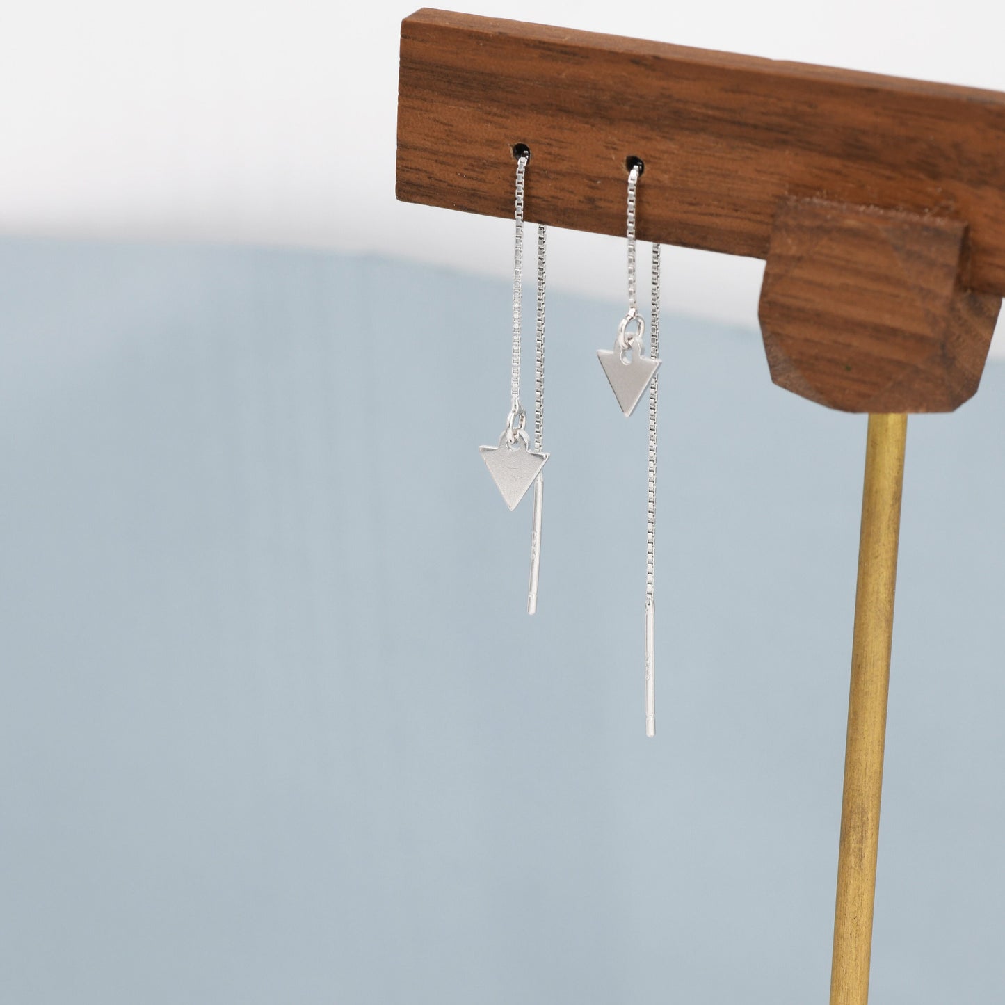 Sterling Silver Triangle Threaders Earrings, Arrow Threaders, Arrowhead Threaders, Minimalist and Delicate, Lightweight Earrings