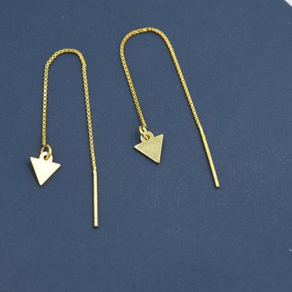 Sterling Silver Triangle Threaders Earrings, Arrow Threaders, Arrowhead Threaders, Minimalist and Delicate, Lightweight Earrings