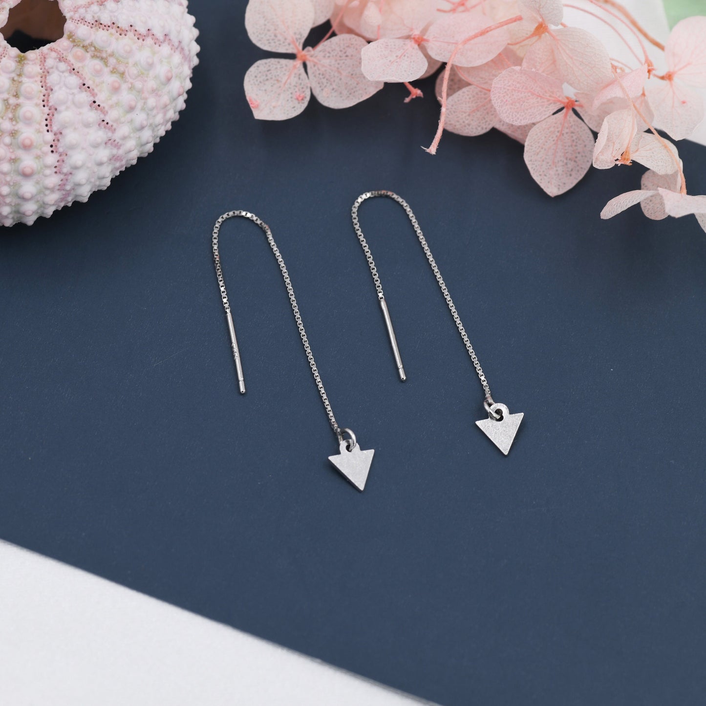 Sterling Silver Triangle Threaders Earrings, Arrow Threaders, Arrowhead Threaders, Minimalist and Delicate, Lightweight Earrings