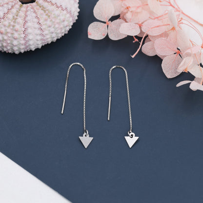 Sterling Silver Triangle Threaders Earrings, Arrow Threaders, Arrowhead Threaders, Minimalist and Delicate, Lightweight Earrings