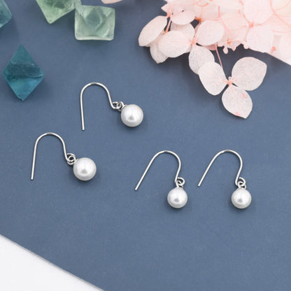 Sterling Silver Mother of Pearl Drop Hook Earrings, Silver or Gold, Pearl Drop Earrings, Pearl Dangle Earrings