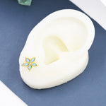 Blue Opal Flower Stud Earrings in Sterling Silver - Gold or Silver - Opal Forget-me-not - Opal Cluster - Petite Stud Earrings
