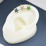 Ruby Pink CZ Flower Ear Cuff in Sterling Silver, Silver or Gold, Simple Piercing Free Earrings, Minimalist Ear Cuff, Pink CZ Cuff, July