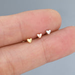 Extra Tiny 3mm Heart Stud Earrings, Barely Visible Heart Earrings, Stacking Earrings, Extra Small Heart Earrings