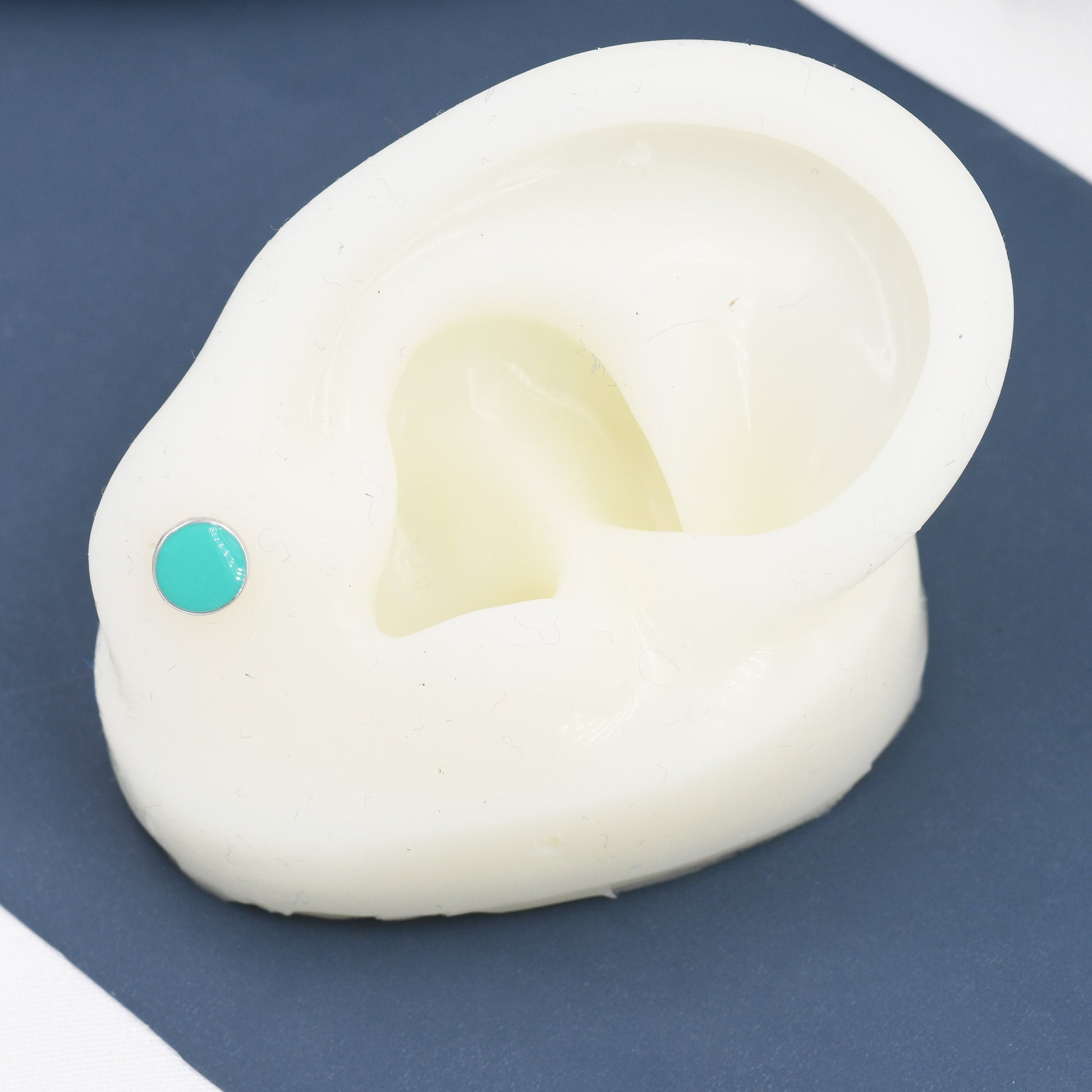 Blue Circle Dot Stud Earrings in Sterling Silver with Hand Painted Enamel, Pastel Stud, Enamel Dot, 6mm