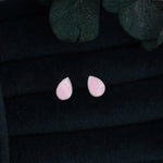 Pink Droplet Dot Stud Earrings in Sterling Silver with Hand Painted Enamel, Pastel Pink Stud, Enamel Droplet, Drop Shape