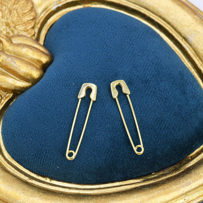 Safety Pin Pull Through Drop Earrings in Sterling Silver, Silver, Gold and Rose Gold, Fun Quirky Punk Rock Jewellery