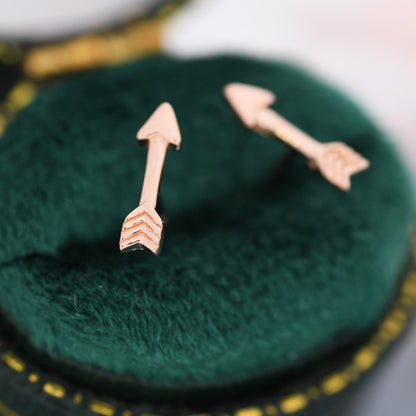 Sterling Silver Tiny Little Arrow Stud Earrings, Silver or Gold or Rose Gold, Dainty, Cute, Quirky and Fun Jewellery