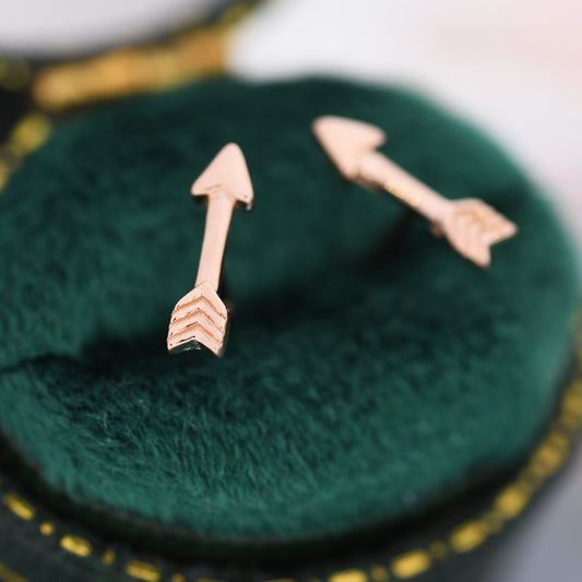 Sterling Silver Tiny Little Arrow Stud Earrings, Silver or Gold or Rose Gold, Dainty, Cute, Quirky and Fun Jewellery