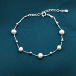 Sterling Silver Delicate Pearl and Silver Ball Beaded Bracelet, Silver or Gold, Genuine Freshwater Keshi Pearls, Natural Pearl Bracelet