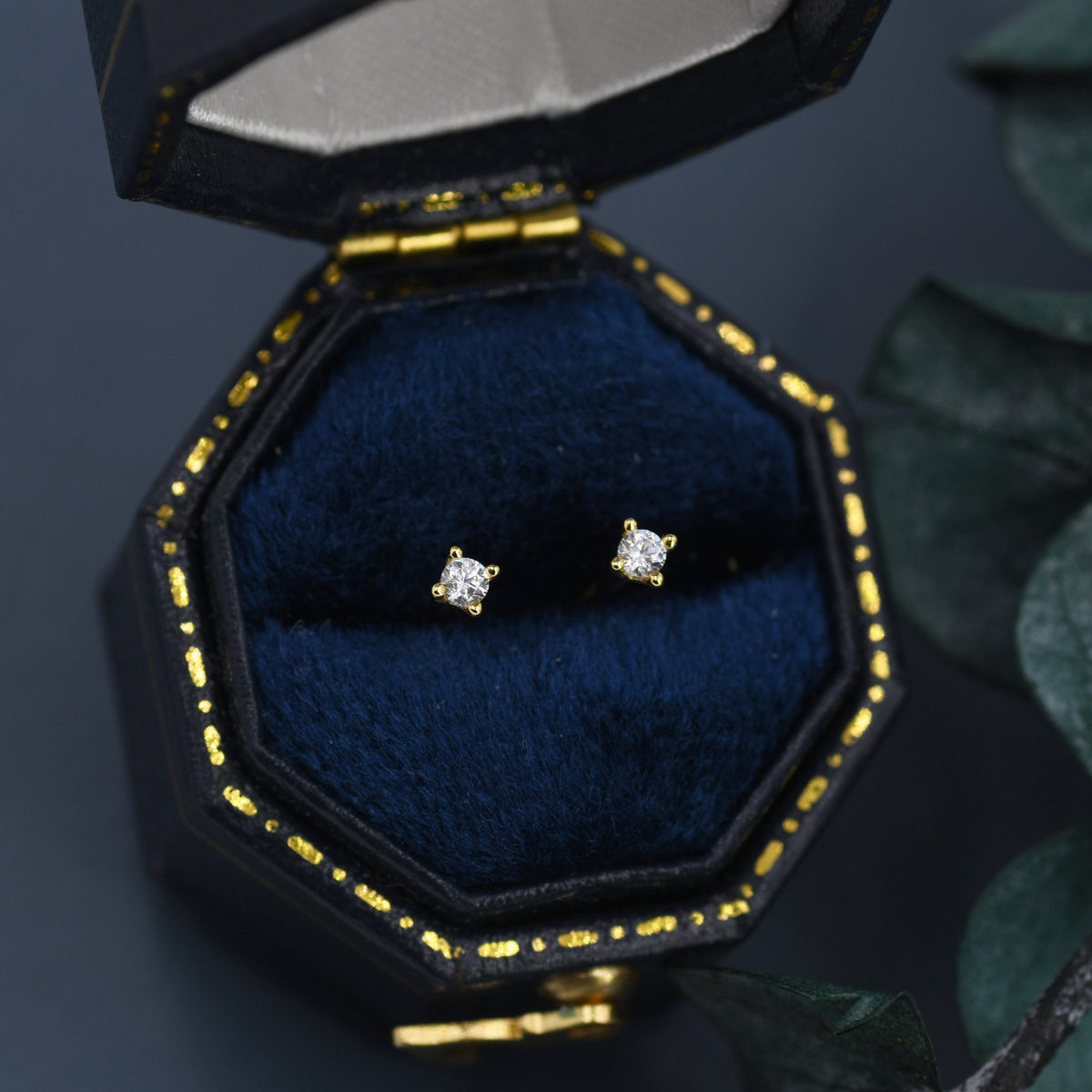 Barely Visible 2mm CZ Stud in Sterling Silver, Silver, Gold or Rose Gold, Extra Tiny CZ Stud