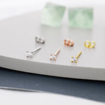 Barely Visible 2mm CZ Stud in Sterling Silver, Silver, Gold or Rose Gold, Extra Tiny CZ Stud