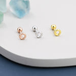 Tiny Circle Barbell Earrings in Sterling Silver, Open Circle Screw Back Earrings, Silver, Gold or Rose Gold, Minimalist Geometric Design