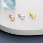 Tiny Circle Barbell Earrings in Sterling Silver, Open Circle Screw Back Earrings, Silver, Gold or Rose Gold, Minimalist Geometric Design