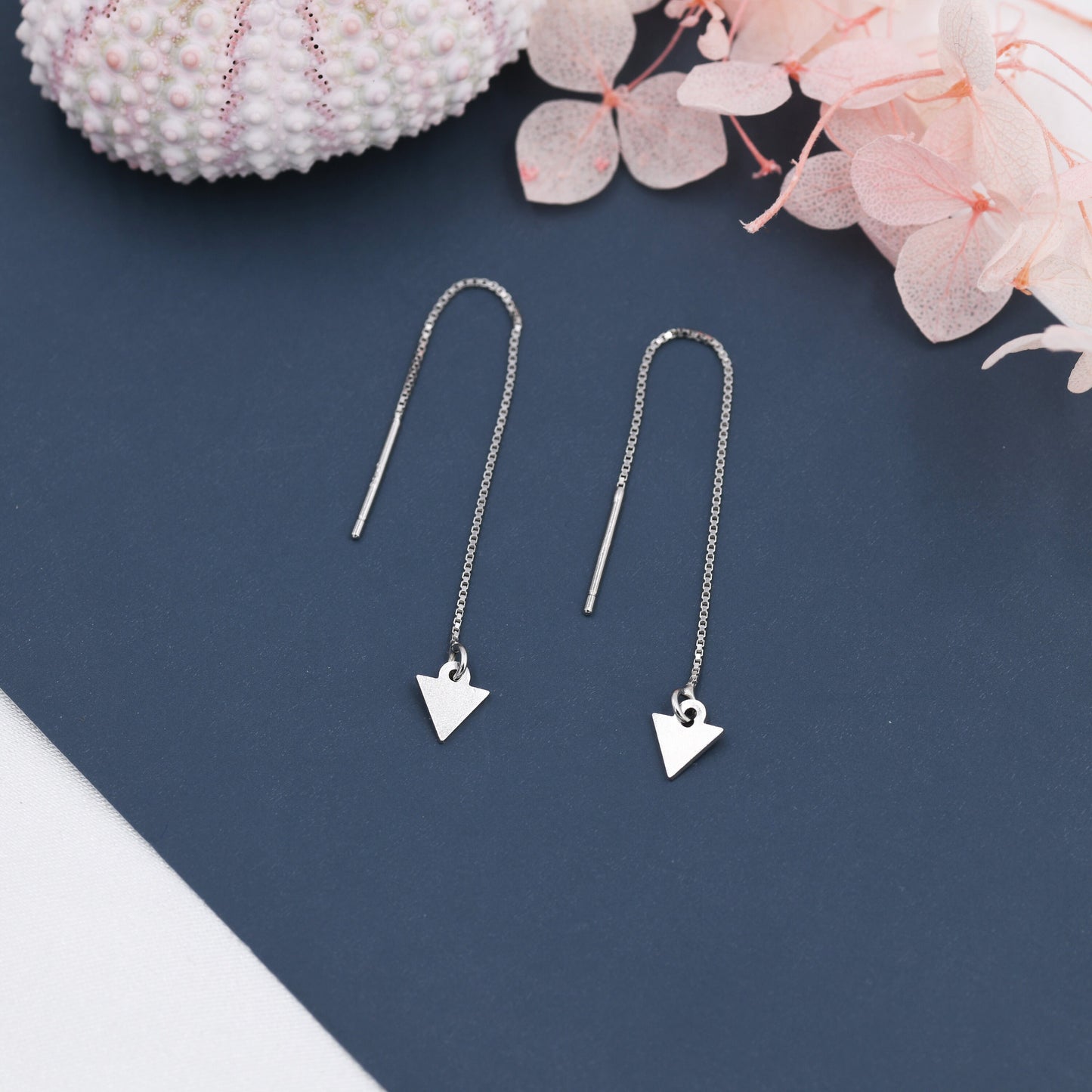 Sterling Silver Triangle Threaders Earrings, Arrow Threaders, Arrowhead Threaders, Minimalist and Delicate, Lightweight Earrings