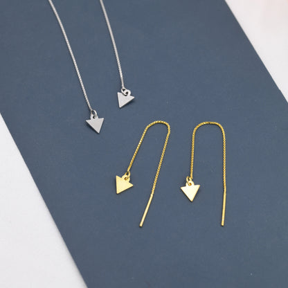 Sterling Silver Triangle Threaders Earrings, Arrow Threaders, Arrowhead Threaders, Minimalist and Delicate, Lightweight Earrings