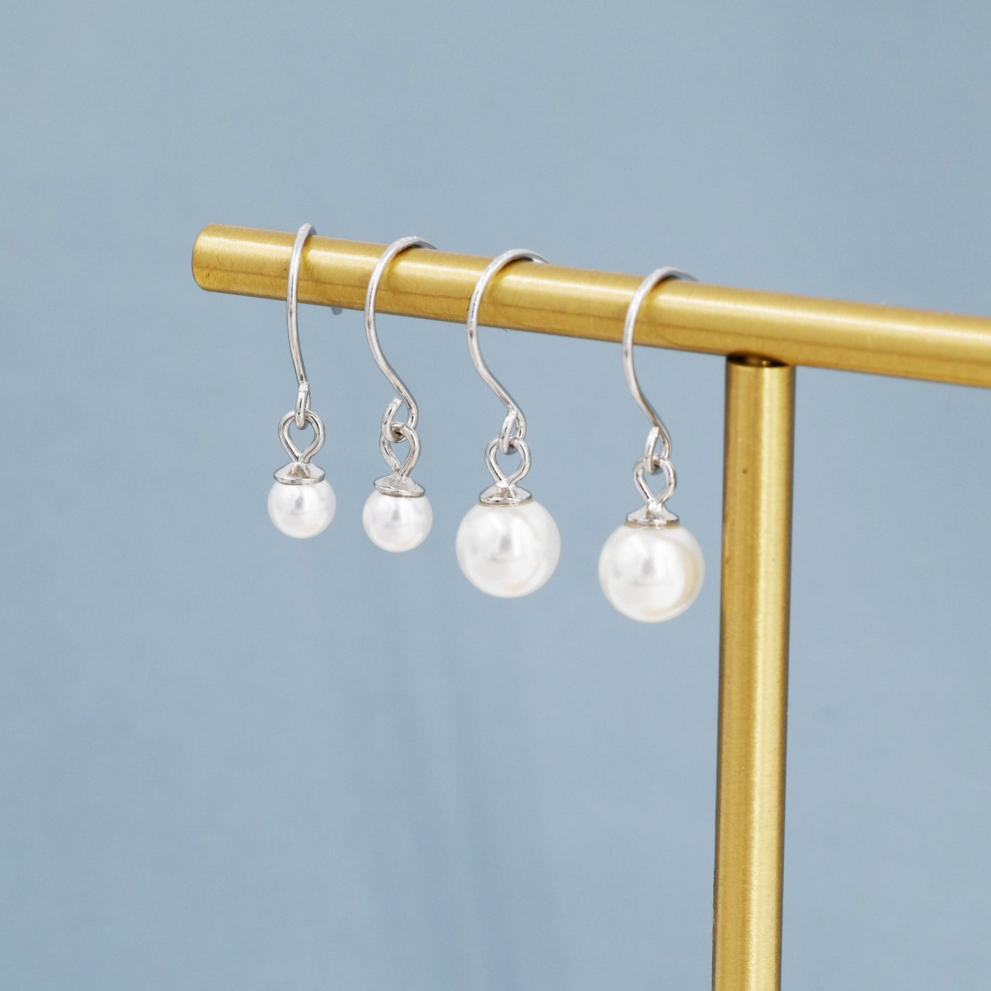 Sterling Silver Mother of Pearl Drop Hook Earrings, Silver or Gold, Pearl Drop Earrings, Pearl Dangle Earrings