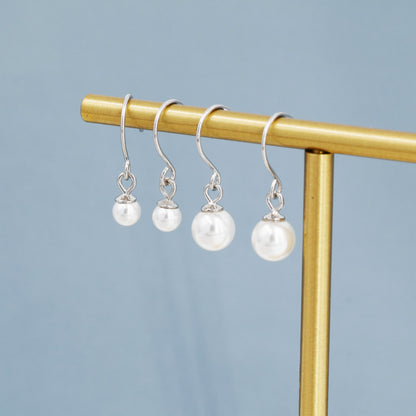 Sterling Silver Mother of Pearl Drop Hook Earrings, Silver or Gold, Pearl Drop Earrings, Pearl Dangle Earrings