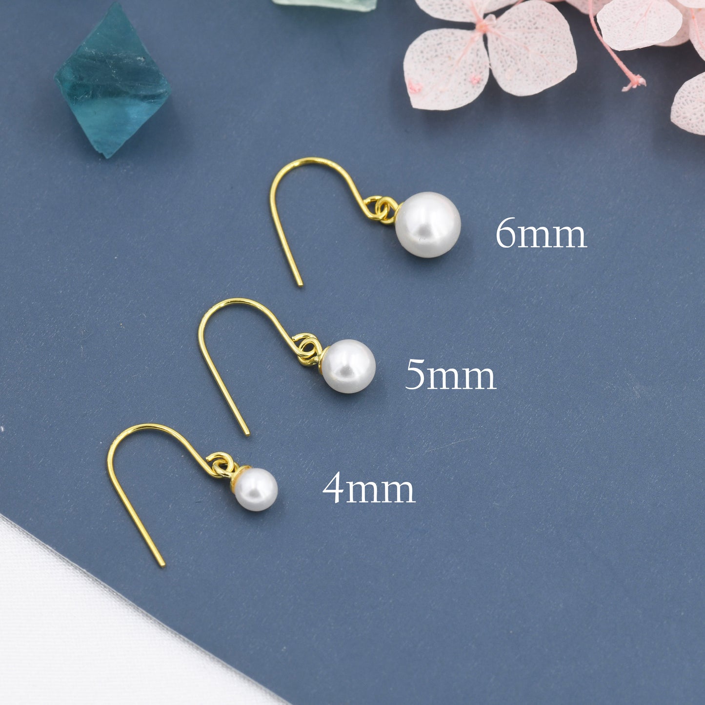 Sterling Silver Mother of Pearl Drop Hook Earrings, Silver or Gold, Pearl Drop Earrings, Pearl Dangle Earrings