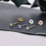 Barely Visible 2mm CZ Stud in Sterling Silver, Silver, Gold or Rose Gold, Extra Tiny CZ Stud