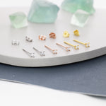 Barely Visible 2mm CZ Stud in Sterling Silver, Silver, Gold or Rose Gold, Extra Tiny CZ Stud