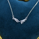 Sterling Silver Hand Necklace, Creation of Adam Necklace, Silver or Gold