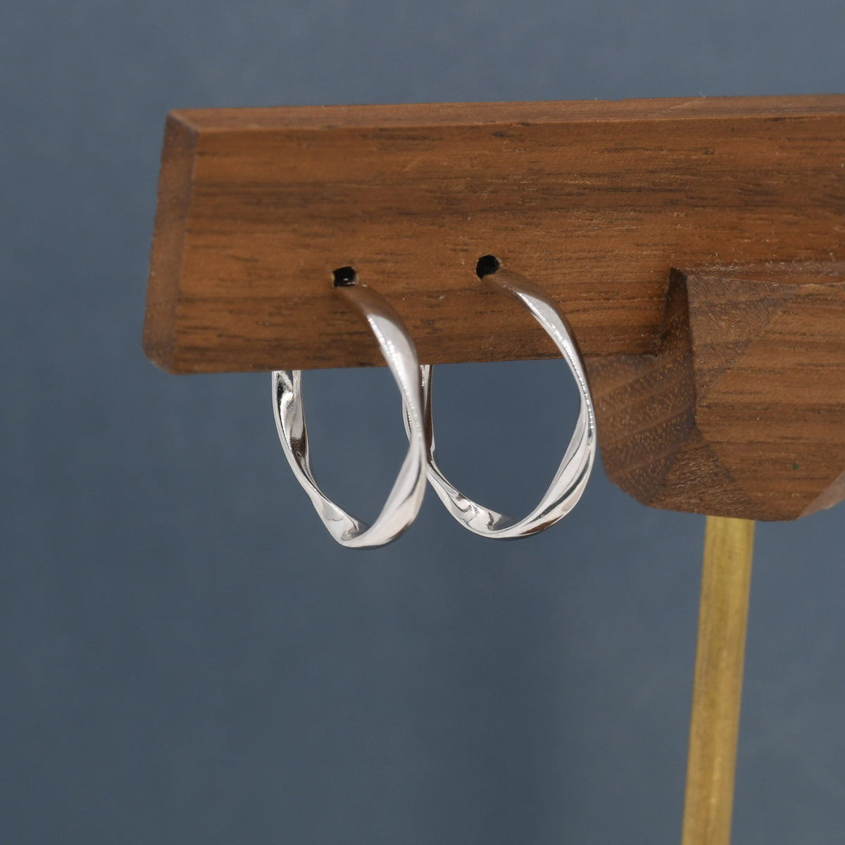 Sterling Silver Mobius Hoop Stud Earrings, Mobius Earrings, Circle Stud Earrings