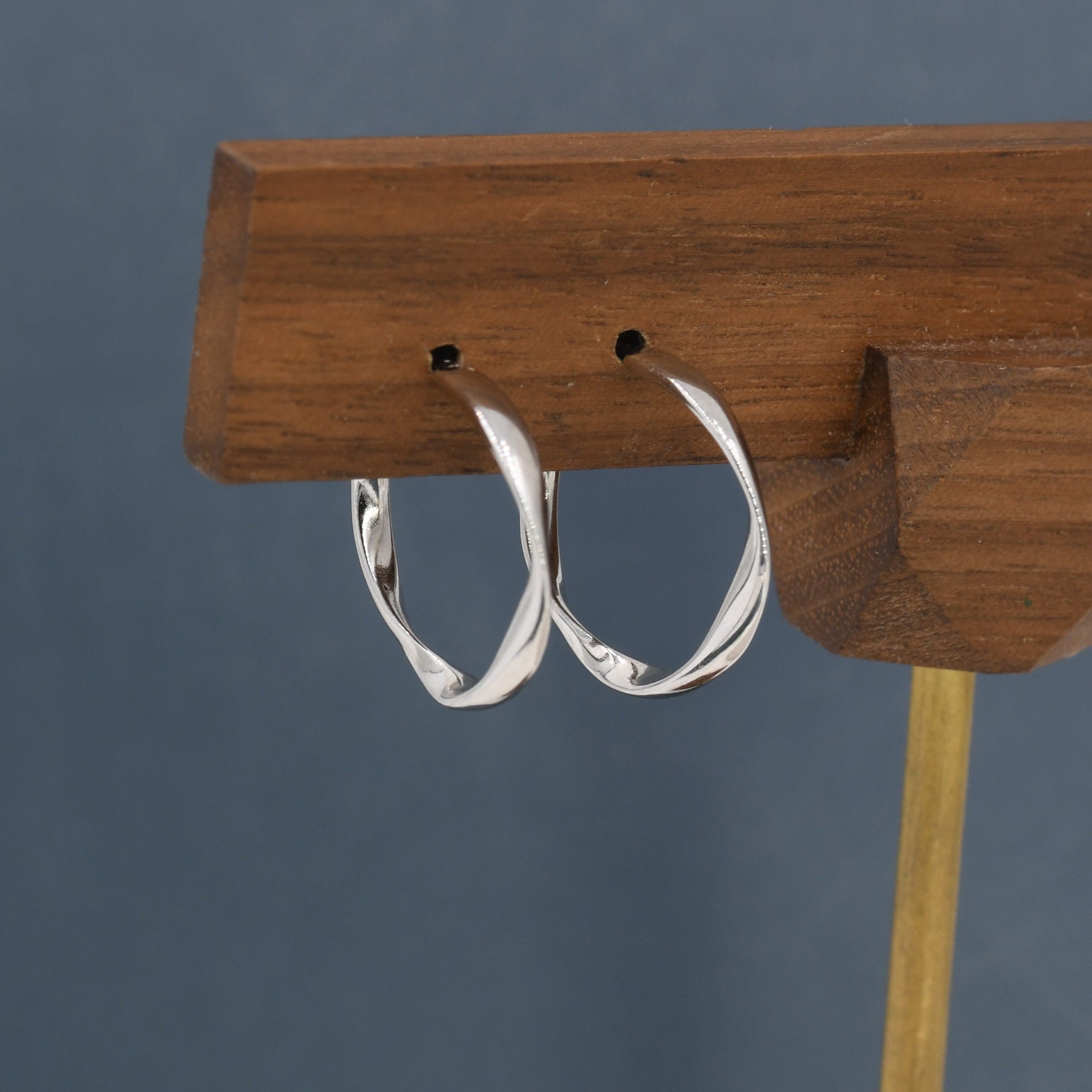 Sterling Silver Mobius Hoop Stud Earrings, Mobius Earrings, Circle Stud Earrings