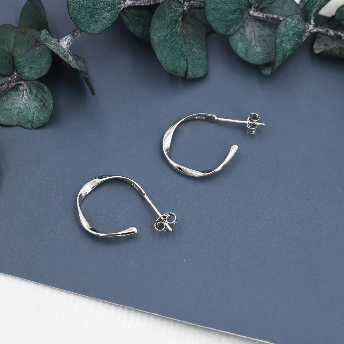 Sterling Silver Mobius Hoop Stud Earrings, Mobius Earrings, Circle Stud Earrings