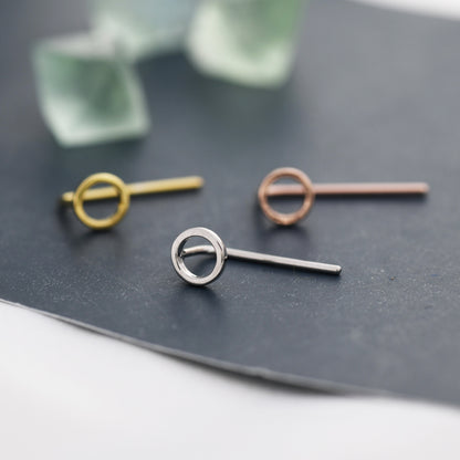 Mini Circle Ear Jacket in Sterling Silver, Silver, Gold or Rose Gold, Tiny Circle Threader Earrings, Minimalist and Geometric