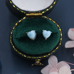 Genuine Larimar Stone Heart Stud Earrings in Sterling Silver, 4mm or 5mm Natural Larimar Heart Stud Earrings, Tiny Heart Earrings